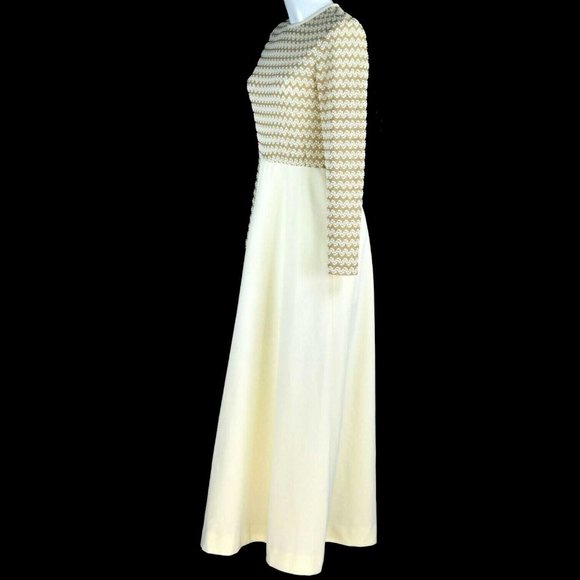R&K KNITS Vintage Maxi Dress Small 4-6 Romantic Retro Mod Princess 1960's Gown - Picture 5 of 12